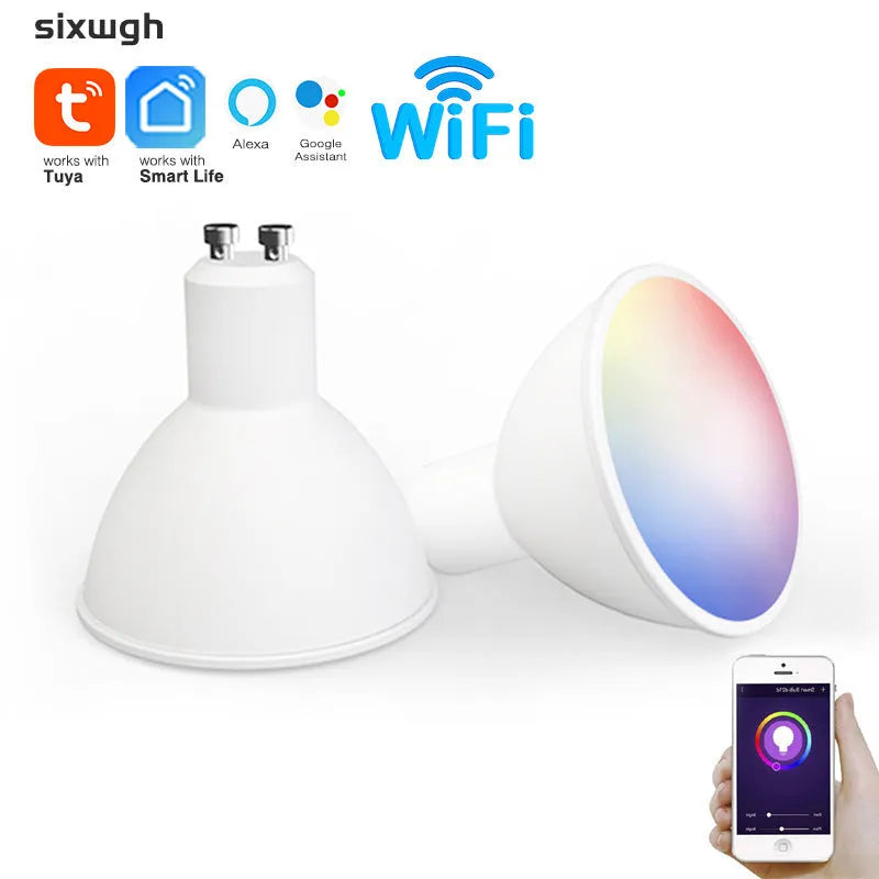 Smart GU10 RGBCCT LED spotlight with wifi control and adjustable colour temperature