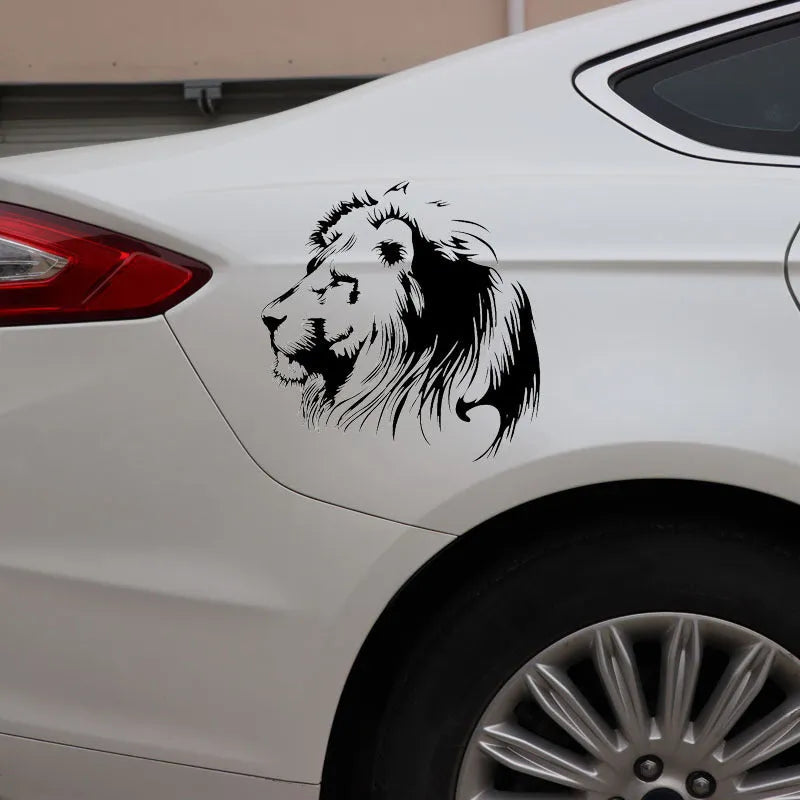 Personalised reflective lion meditation car sticker in black, size 20x19.5 cm