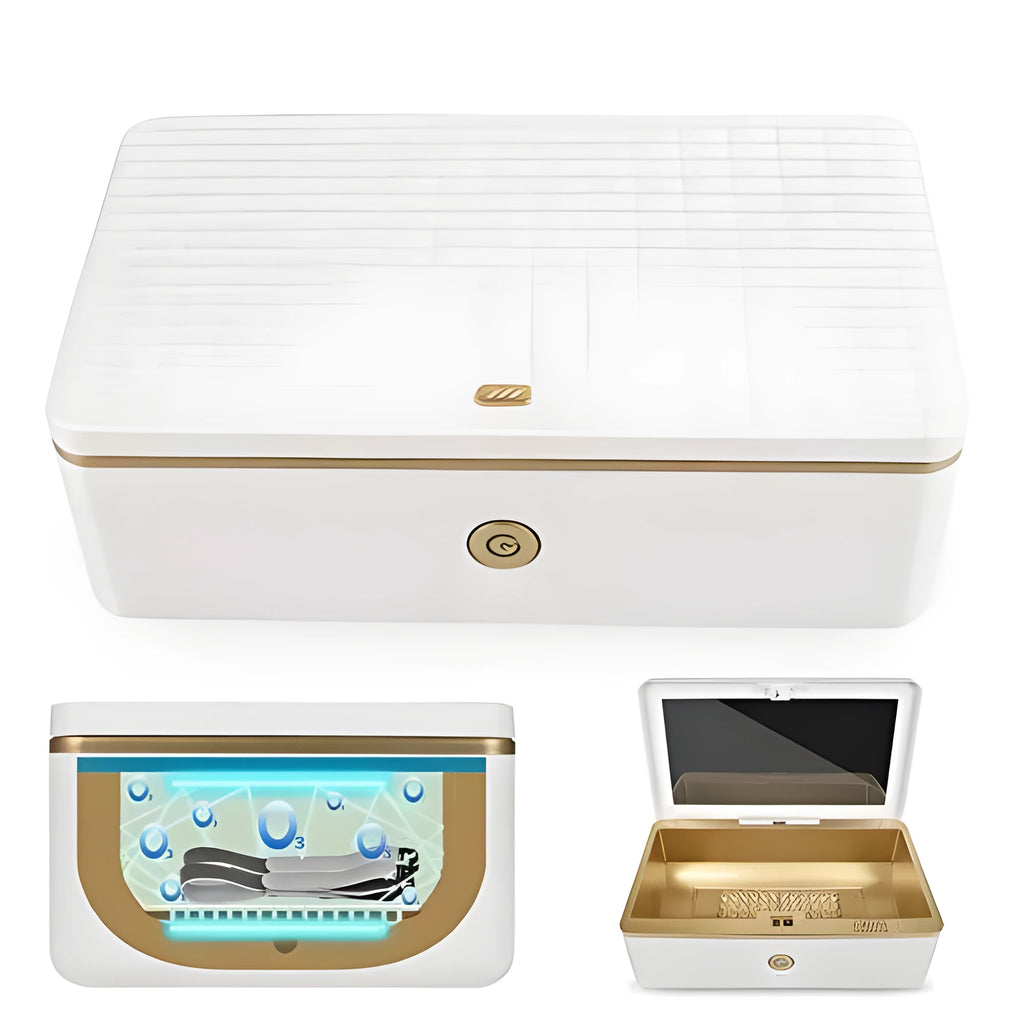 White multifunctional UV ozone underwear disinfection box with mechanical timer, USB powered, 5 V rated voltage