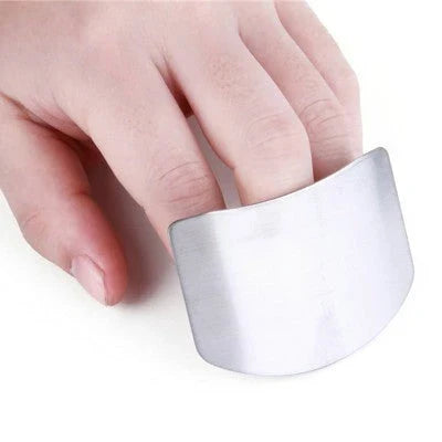 Premium stainless steel finger guard designed to protect hands while chopping, slicing, and dicing in the kitchen