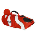 New pet life jacket dog outdoor swimming suit in Oxford cloth and cotton, shark style, pink colour, on a dog near water