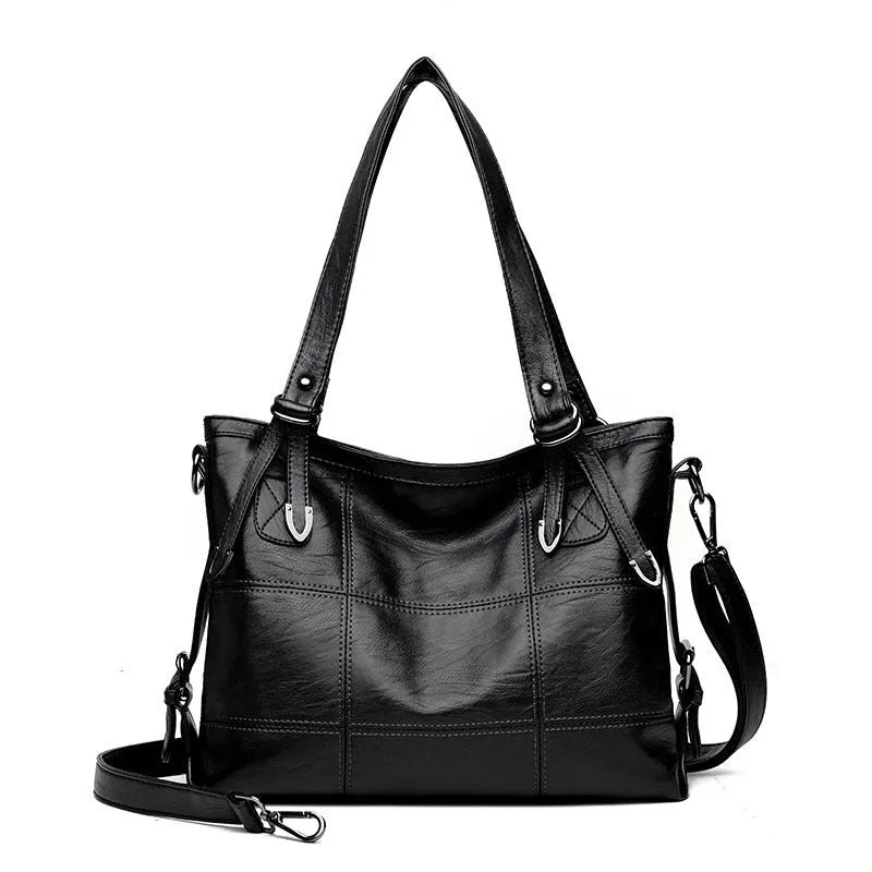 PU fabric texture shoulder bag for women in black, light grey, purple, and red colour options