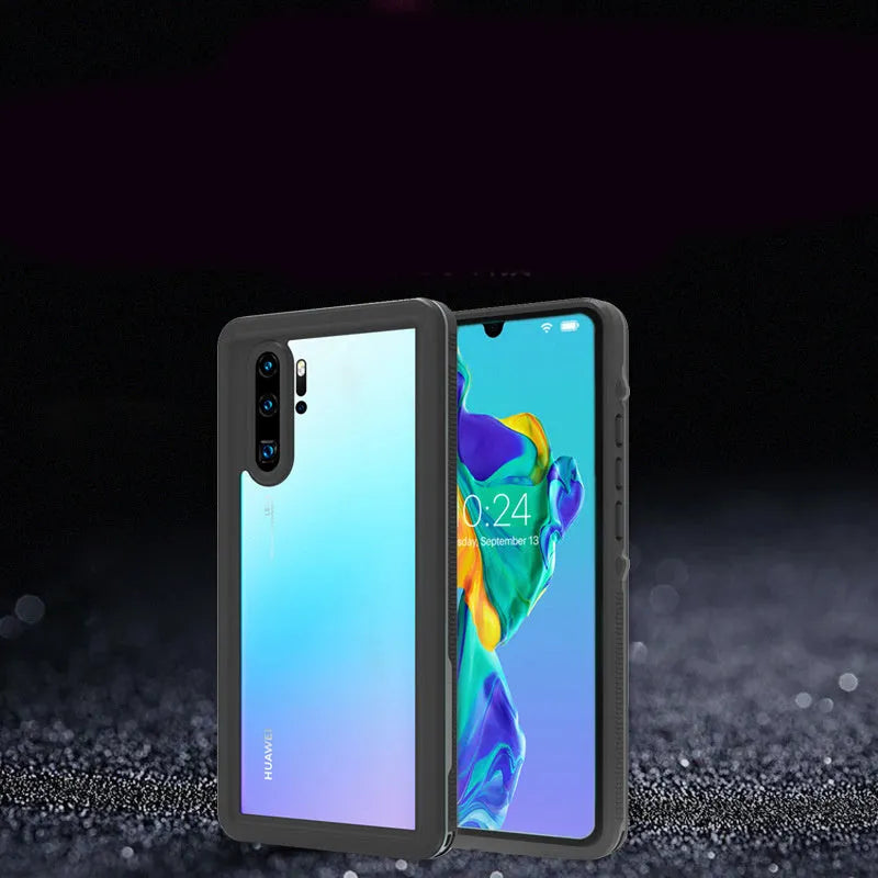 Huawei P30 Pro anti-drop phone case in black colour with wave point pattern design
