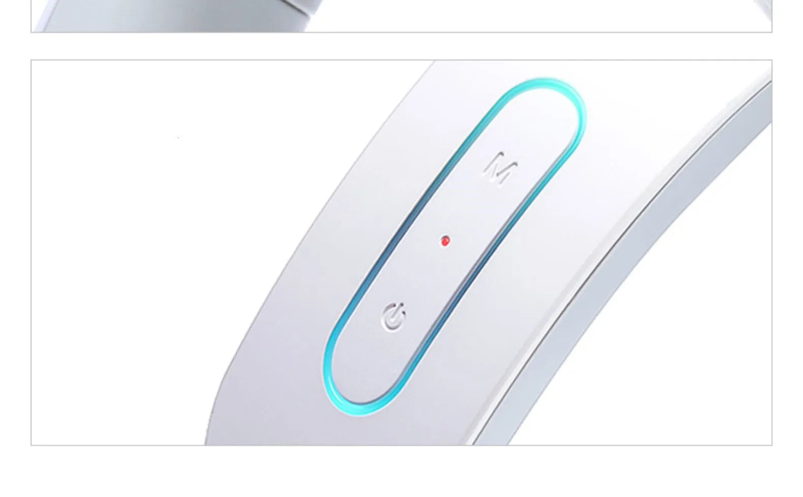White electric acupressure massager for back neck and shoulders with control buttons.