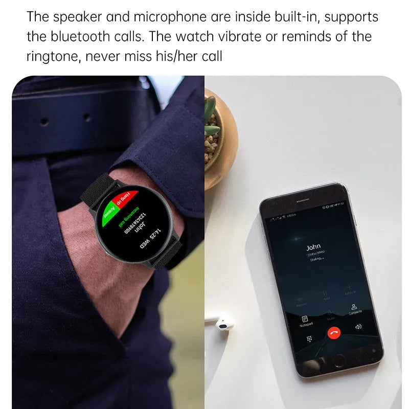 Smart bracelet sports watch with touch screen display on a wrist strap.