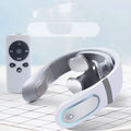 White four-head rechargeable neck massager with mechanical control for domestic neck use