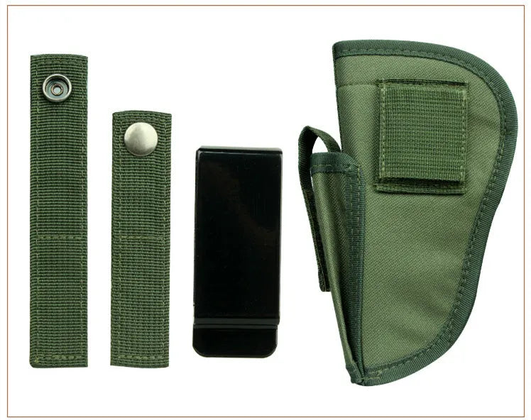 Green nylon universal tactical holster for airsoft and paintball, 10.5cm x 19cm