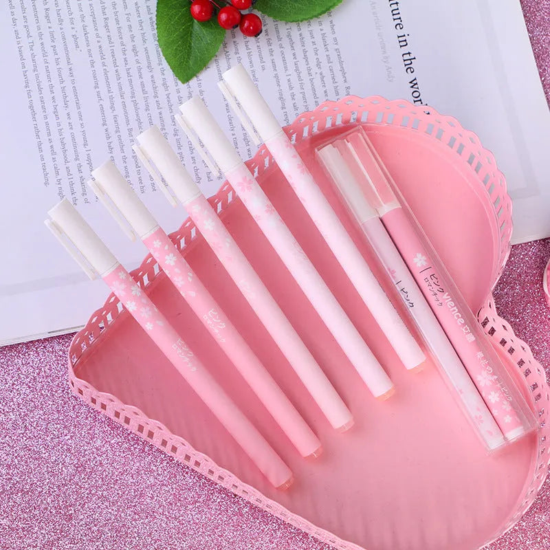 Sakura gel pen set showing plastic barrels with needle point tips in 0.35mm and 0.5mm sizes