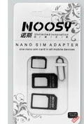 Three-piece SIM card cutting kit with nano SIM trays and micro adapter in black or white