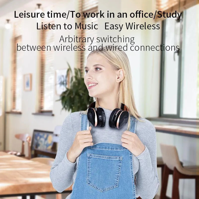 HobbyLane Bluetooth wireless headset in black colour with 40mm drivers and charging cable