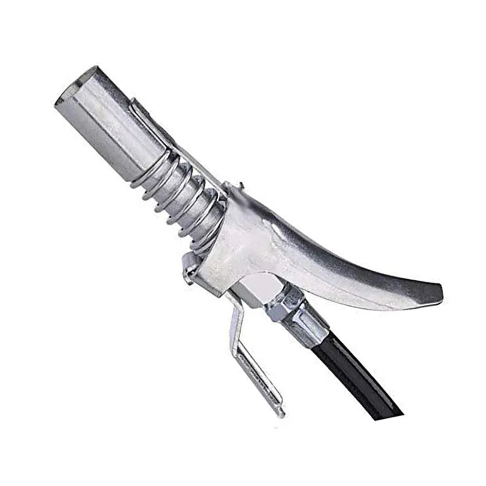 Silver lock-clamp high-pressure grease nipple new style on a clean workbench