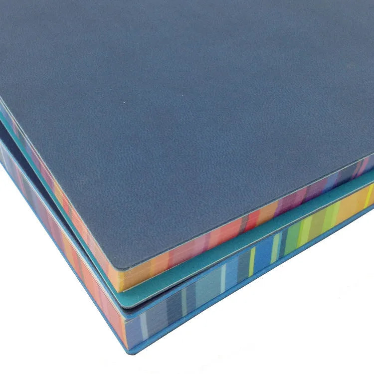 Rainbow side A5 PU leather notebook with lock line binding and 100g Daolin paper