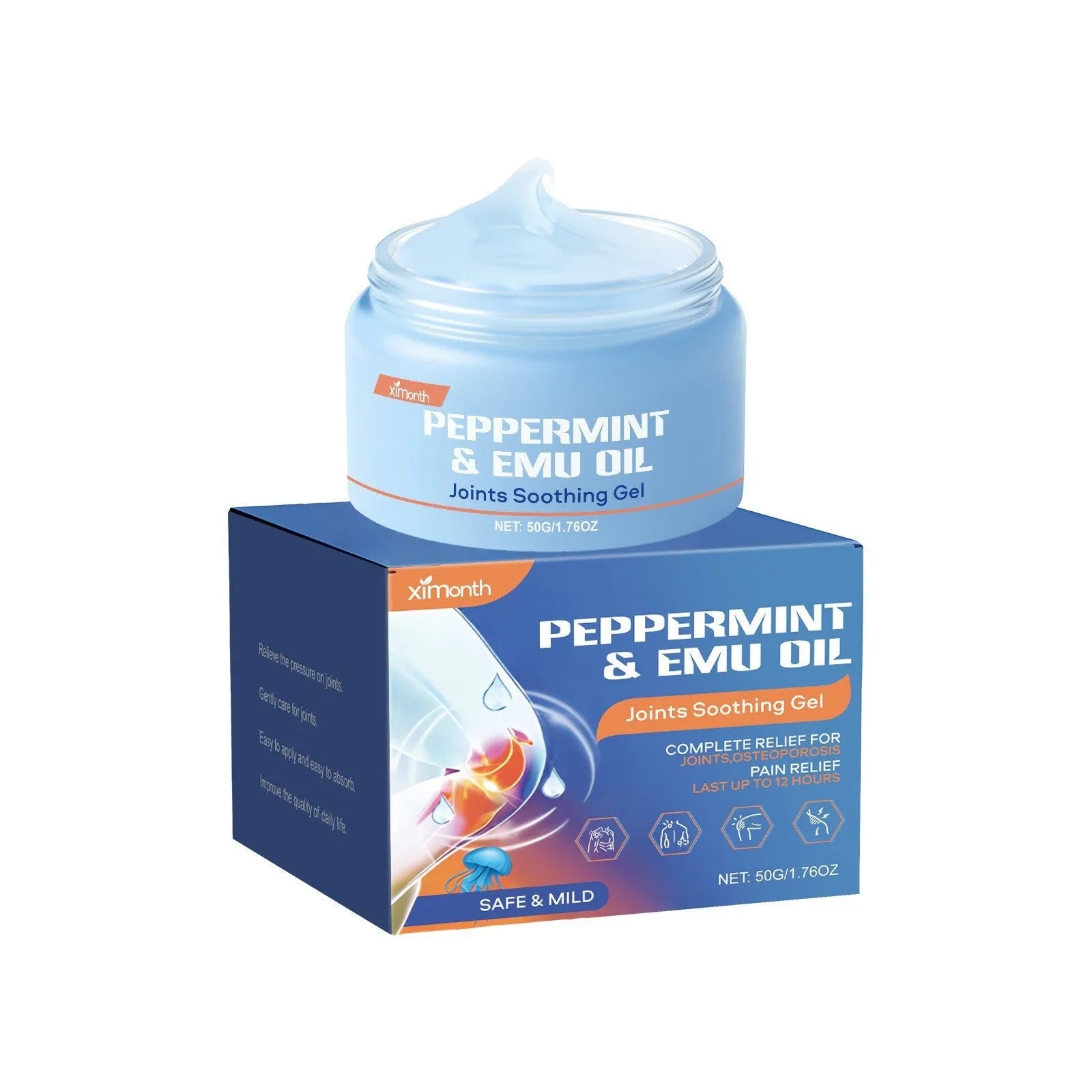 50g tube of joint soothing gel with menthol, mint leaf and emu oil for muscle and joint relief