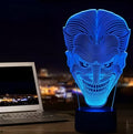 USB-powered 3D LED table lamp with remote control showing multiple colour options