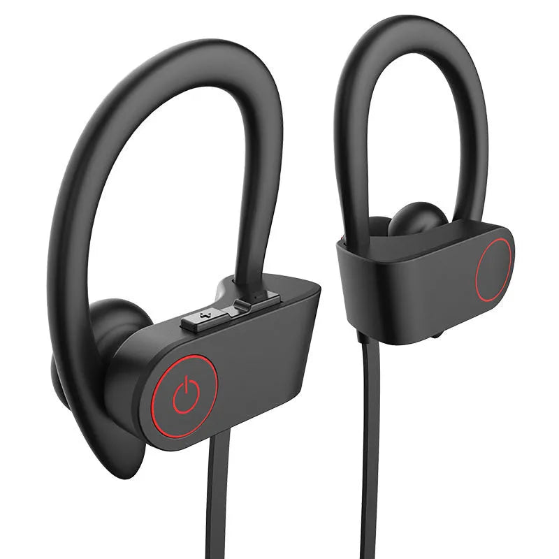 U8 noise reduction 5.0 Bluetooth sports headset in black with charging box, 19g, 52cm cord