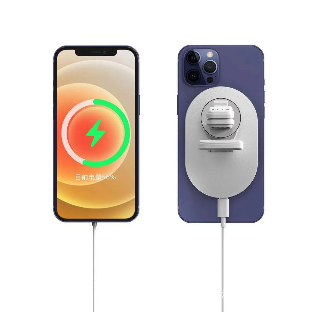 X-19 magnetic car wireless mobile phone charger in silver with USB interface