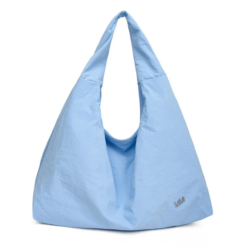 Women's soft nylon heart-shaped underarm shoulder bag in black, yellow, khaki, or blue colour with large capacity