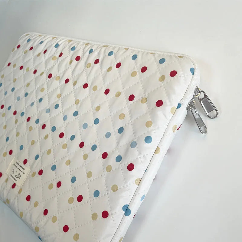 Polka dot women's laptop bag with storage compartments available in three size options