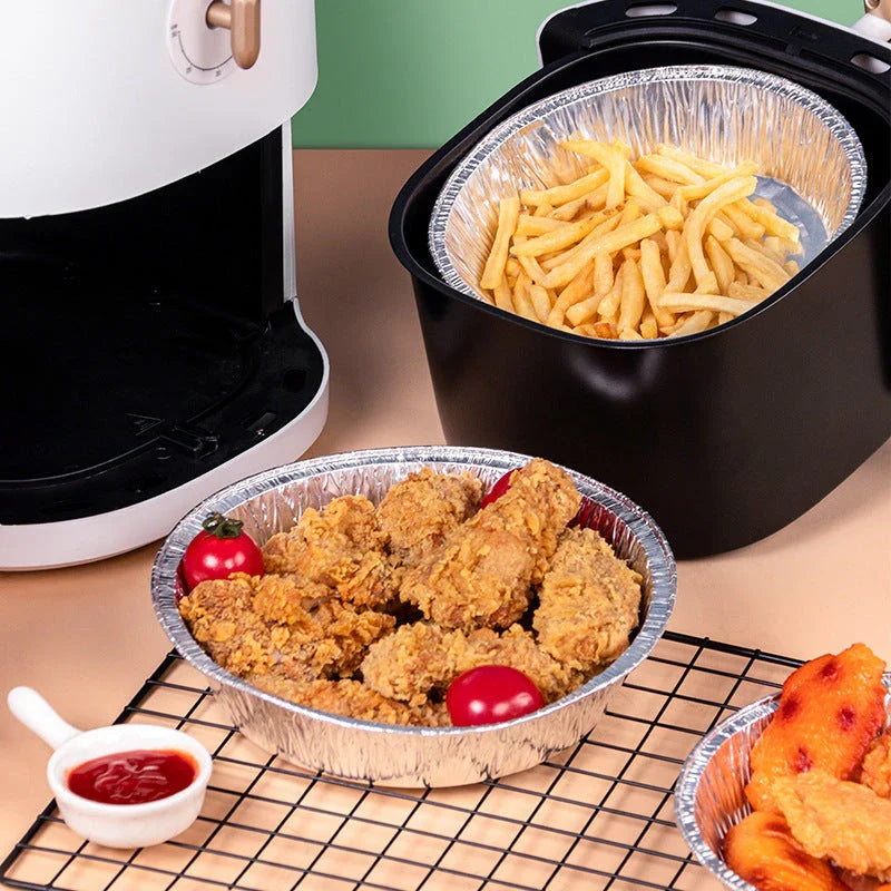 Durable aluminum foil air fryer liners in various sizes, perfect for keeping your appliance clean and well-maintained.