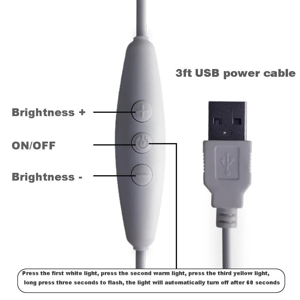 LED spiral table lamp with wooden base, USB power, touch dimming, and warm white light panel for bedside or desk.