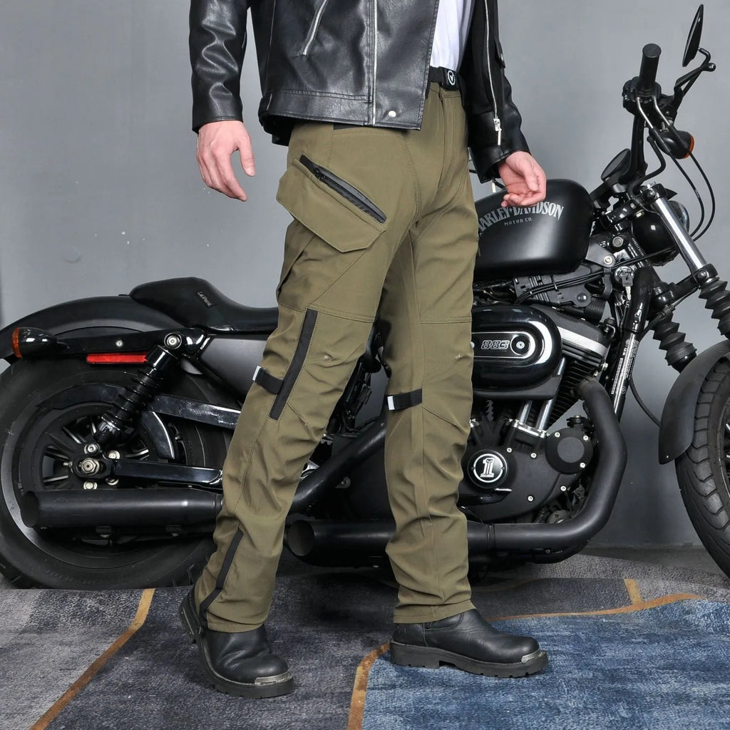 Motorcycle waterproof windproof trousers for cycling with protective gear in solid colour