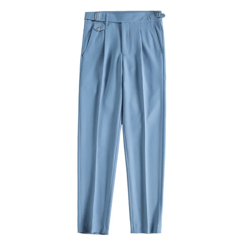 Straight-leg casual trousers in a solid colour on a neutral background.