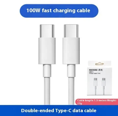 White USB-C to USB-C data cable 1 metre length for MacBook charging and data transfer