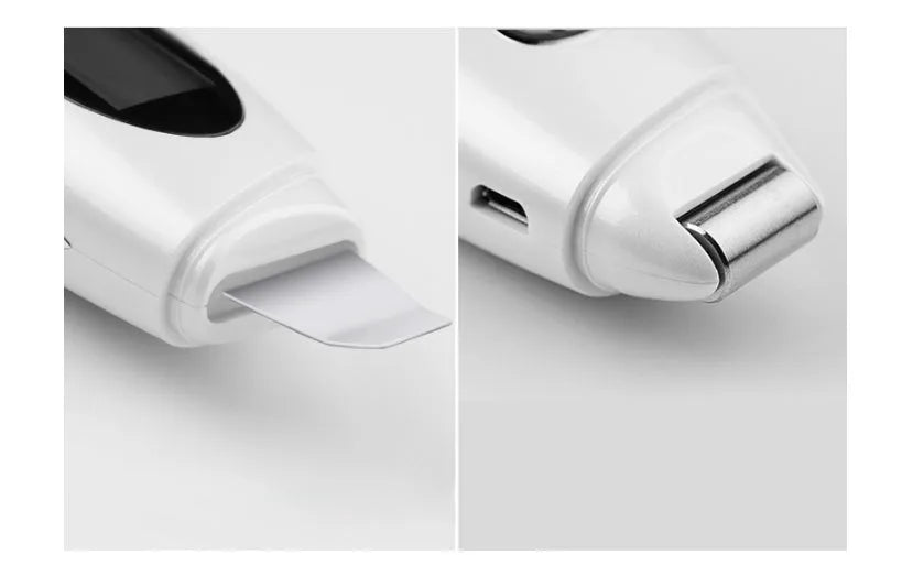 Ultrasonic beauty instrument star silver with adjustable vibration frequency and charging cable