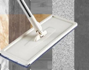 Home kitchen wooden floor lazy mop with 360-degree rotating microfibre flat head and bucket set in blue
