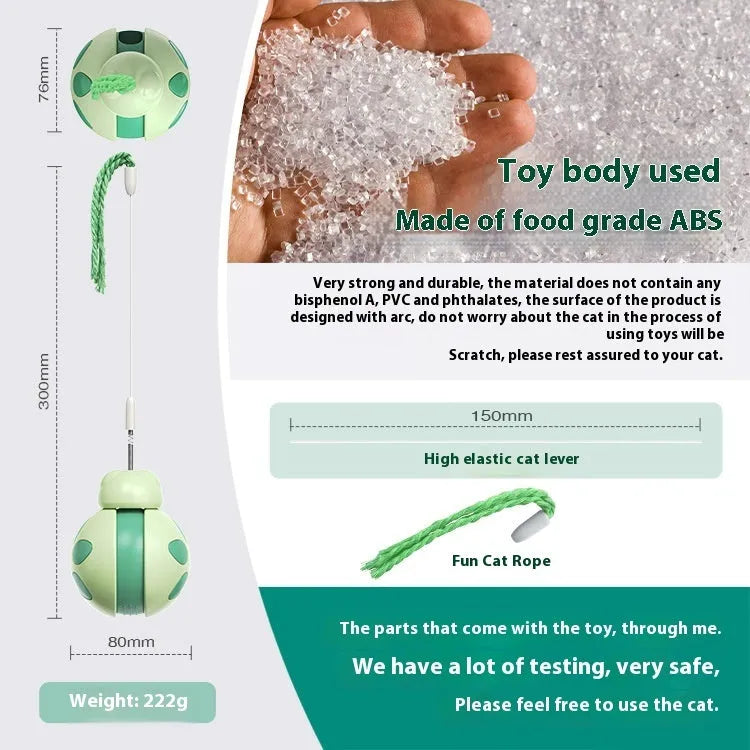 Plastic cat toy in Morandi Green or Morandi Pink for relieving stuffy and funny cat food leakage.