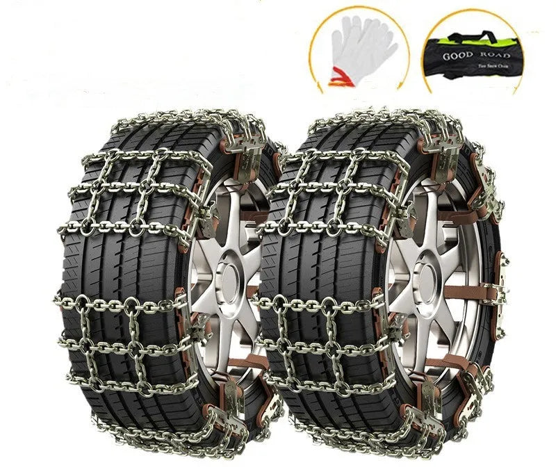 Steel car tyre anti-skid chain strips for snow emergency use, fitting sedan and SUV tyres 165-265mm width