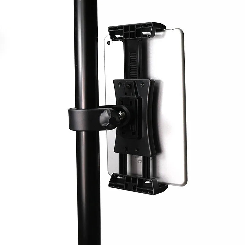 Black ABS+PC tablet holder with lanyard base for car headrest use