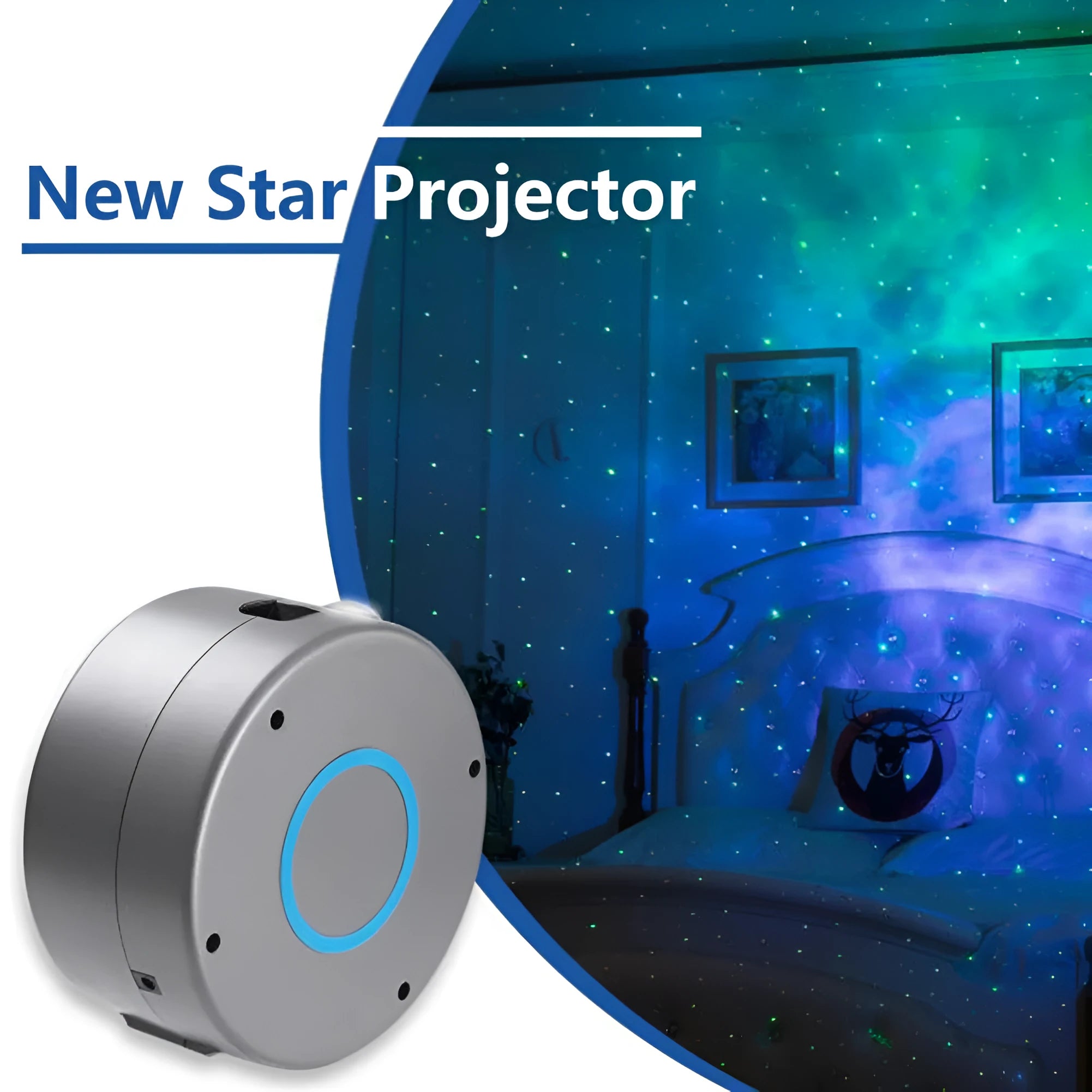 Grey starry sky projection lamp with wireless remote control for indoor atmospheric lighting