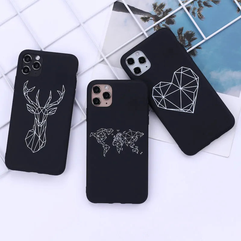 Animal art TPU phone case with painted graffiti design on solid colour background for iPhone