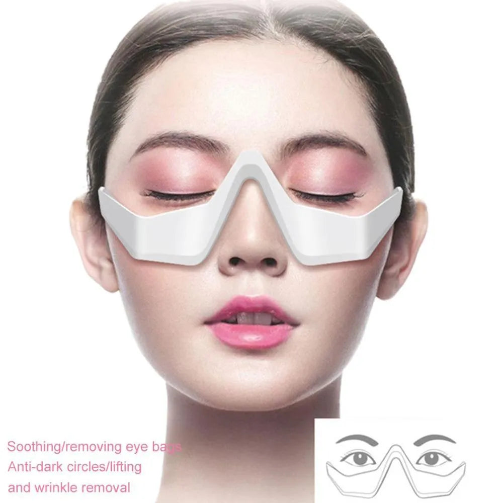 Pink and white 3D micro-current eye massager beauty instrument with glasses-style design