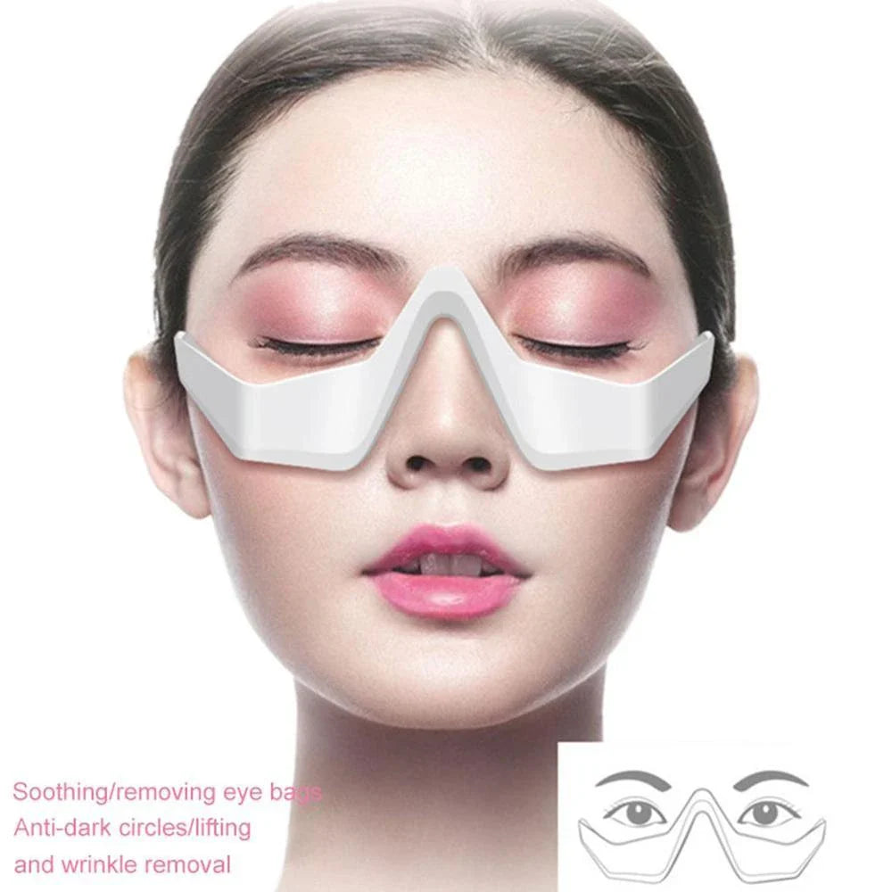 Eye massager device with micro-current technology to reduce wrinkles, dark circles, and eye bags