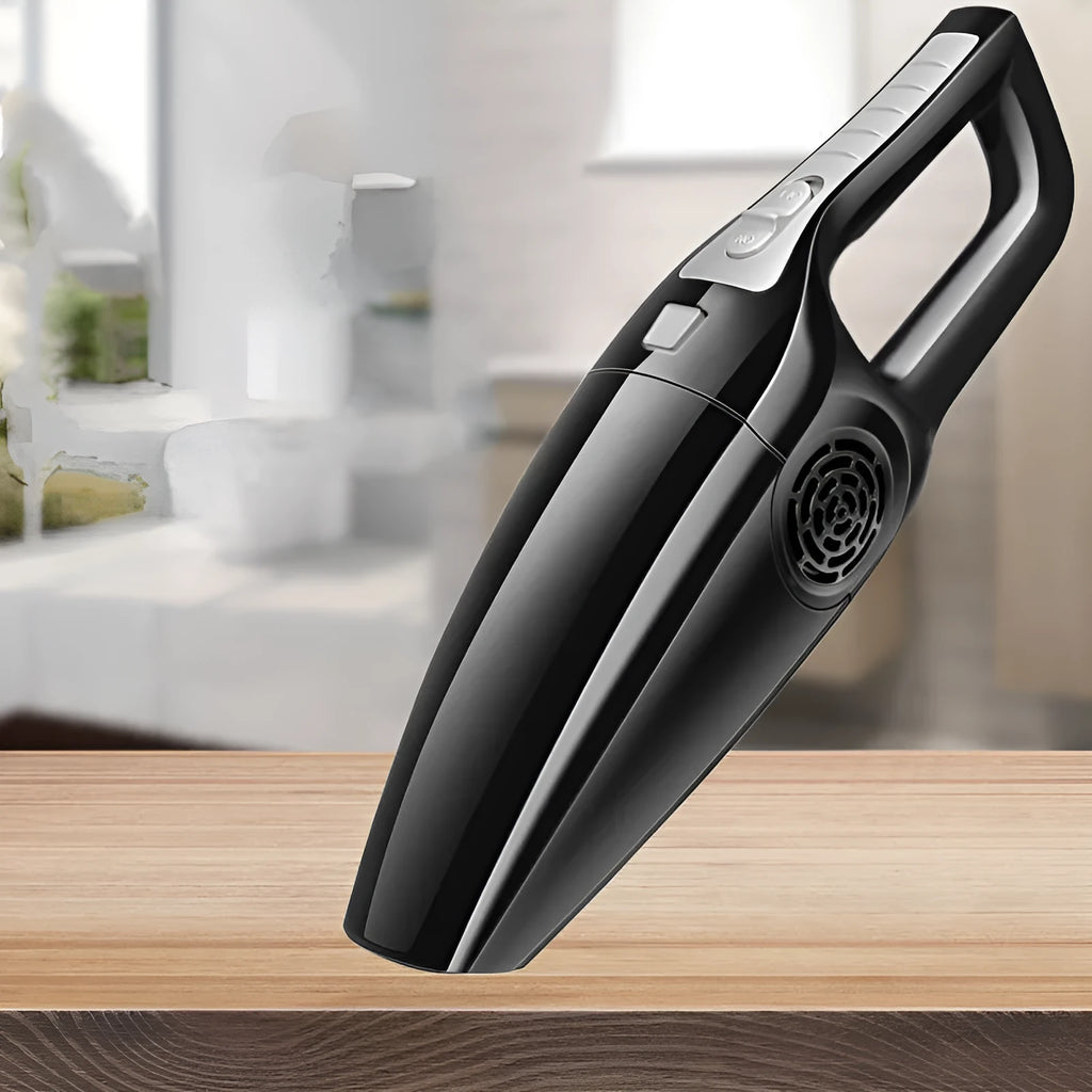 AutoClean Tm wireless portable car vacuum cleaner in black handheld design