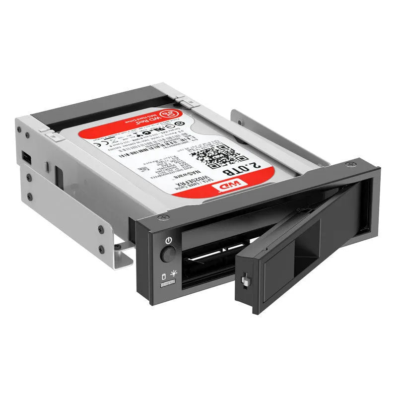 Black hard disk tray for vertical desktop chassis measuring 183mm by 146mm by 42mm