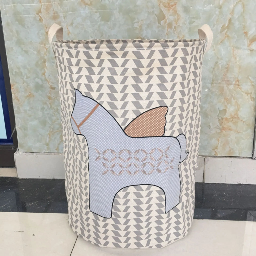 Cotton linen five-pointed star horse storage bucket laundry basket toy bin