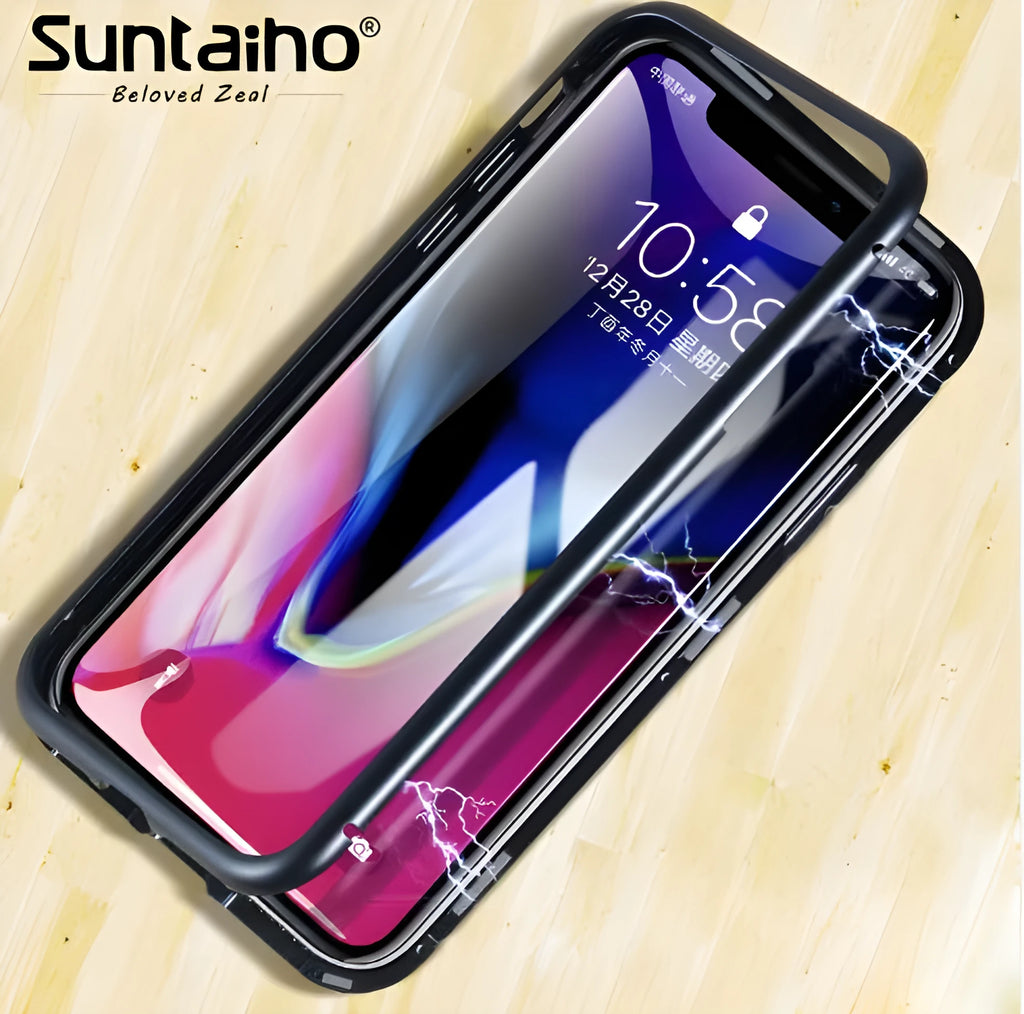 Suntaiho magnetic adsorption tempered glass back case for iPhone in multiple colours