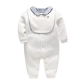 White long-sleeved cotton baby gentleman romper for spring and autumn wear
