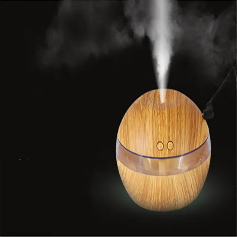 Brown wood grain USB humidifier with water tank and adjustable mist control