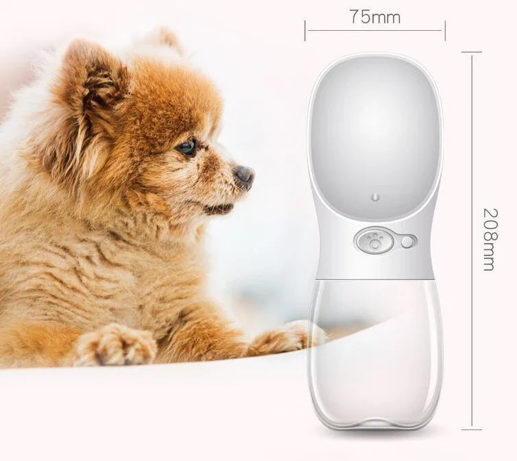 Portable pet water bottle with one-touch button and durable, eco-friendly design for outdoor adventures with your dog