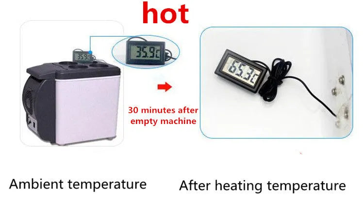 Black 6 litre portable mini fridge for car and home use with carry strap, cooling drinks inside