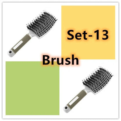 Detangling hairbrush with bristle and nylon teeth for effortless hair management and scalp massage