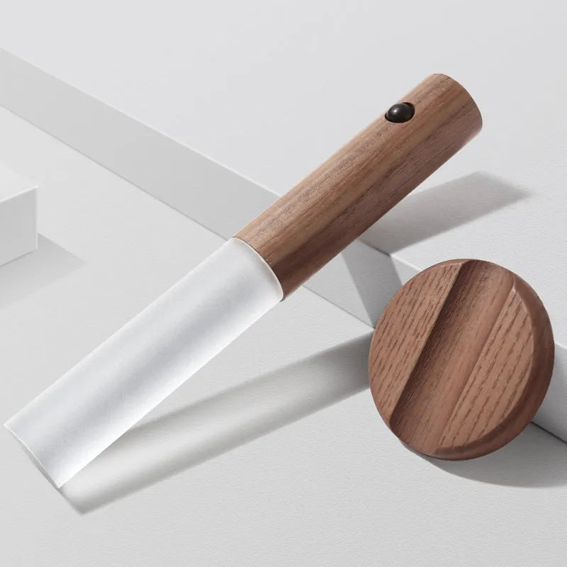 Smart sensor LED desk lamp in solid wood and organic glass, 182 x 63 x 25mm, warm white 2700K-3000K, Coffee or White