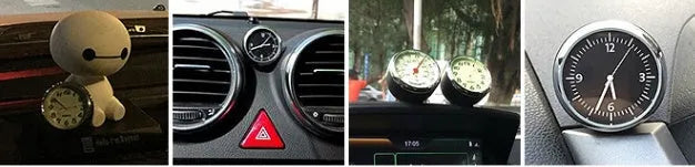 Luminous car clock and thermometer in black, blue, red or white plastic, Mini clock or Thermometer model