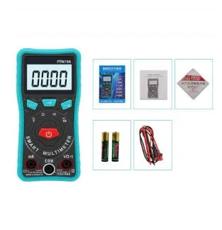Green PTM automatic digital multimeter with LED display on a workbench