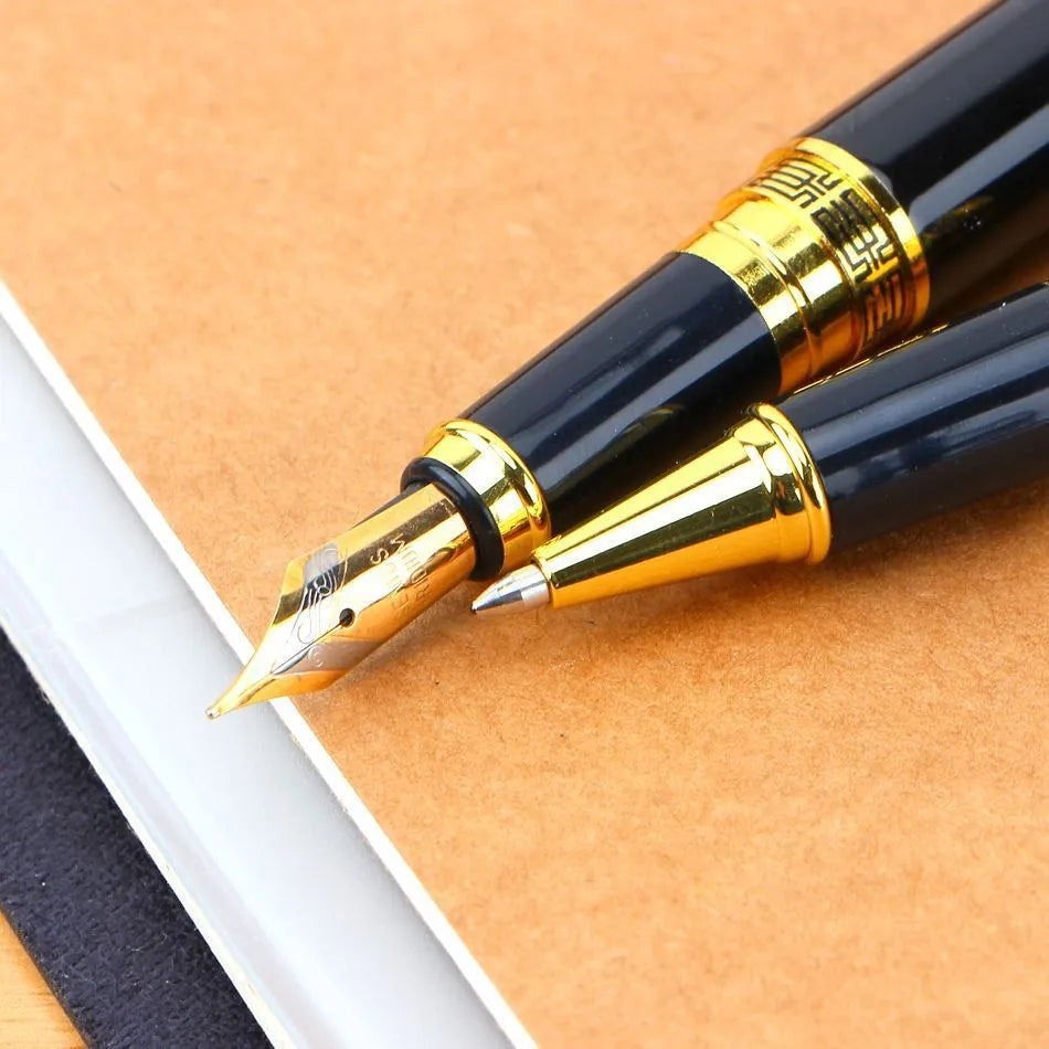 Black patterned orb metal fountain pen with iridium nib and 901 specification.