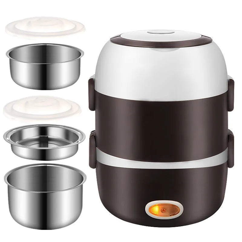 USB-powered multi-function lunch box showing 190mm insulated container with heating element